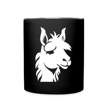 Lustige Lama-Silhouette Freche Spaß-Lamas - Tasse einfarbig - Schwarz - Vorne