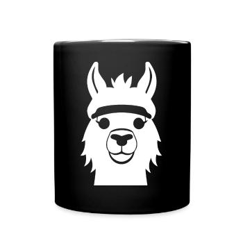 Lustige Lama-Silhouette Freche Spaß-Lamas - Tasse einfarbig - Schwarz - Vorne