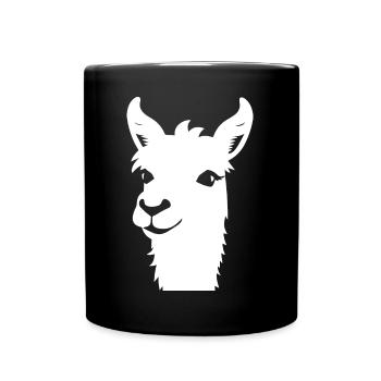 Lustige Lama-Silhouette Freche Spaß-Lamas - Tasse einfarbig - Schwarz - Vorne