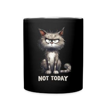 Wütender Kater Katze Not Today - Tasse einfarbig - Schwarz - Vorne
