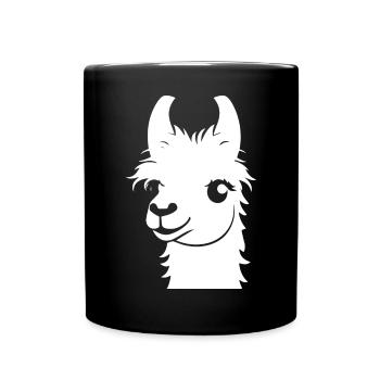 Lustige Lama-Silhouette Freche Spaß-Lamas - Tasse einfarbig - Schwarz - Vorne
