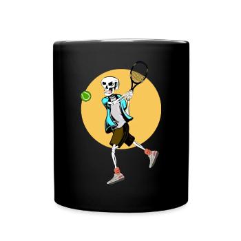 Skeleton Playing Tennis - Full Colour Mug - black - Front