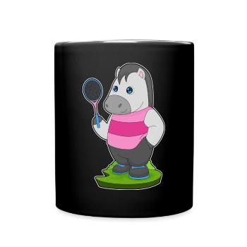 Raquette de tennis de tennis à cheval - Mug uni - noir - Devant