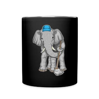 Elephant Cleaner Mop - Full Colour Mug - black - Front