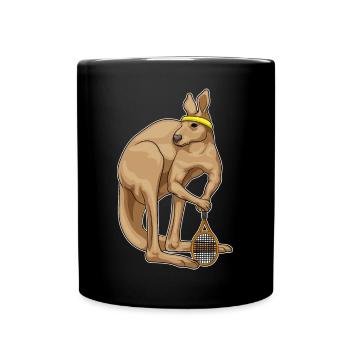 Kangaroo Tennis Tennis Racket - Full Colour Mug - black - Front