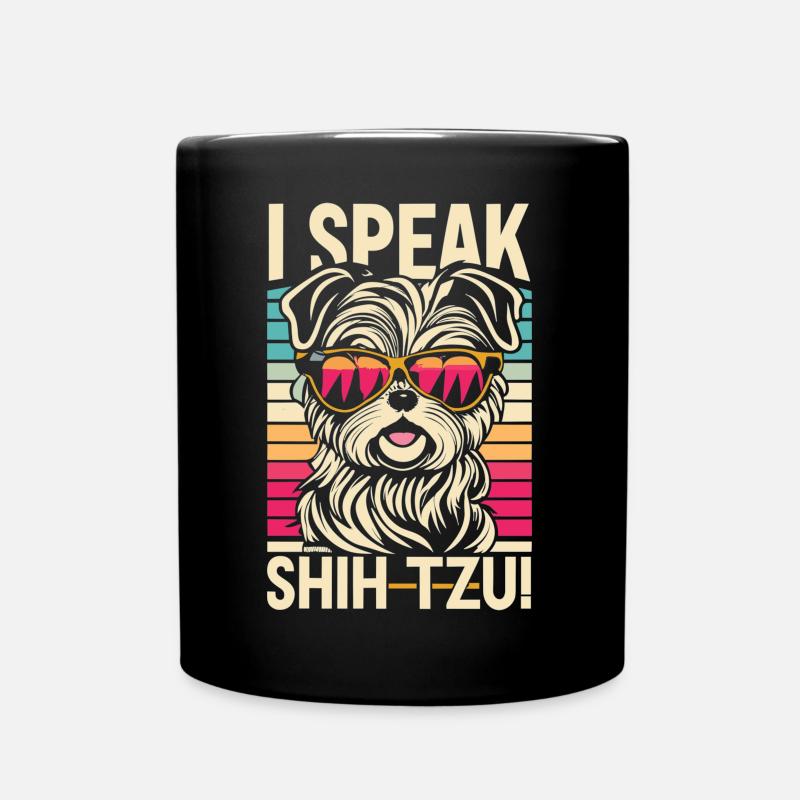 Shih-Tzu in Retro Optik - Tasse einfarbig - Schwarz