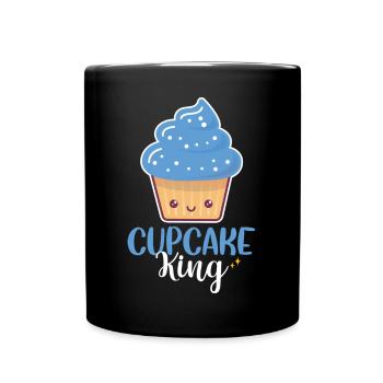Men Pastry Chef Cute Blue Frosting Cupcake King - Full Colour Mug - black - Front