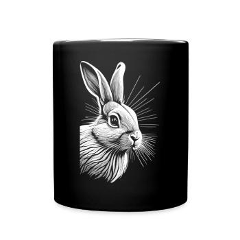 Houblon doux : Le lapin au blanc délicat - Mug uni - noir - Devant