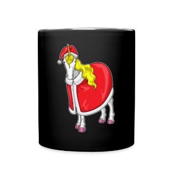 Chapeau de Noël Licorne - Mug uni - noir - Devant