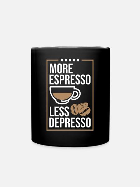 More Espresso, Kaffee, Coffee, Latte, Geschenkidee - Tasse einfarbig - Schwarz