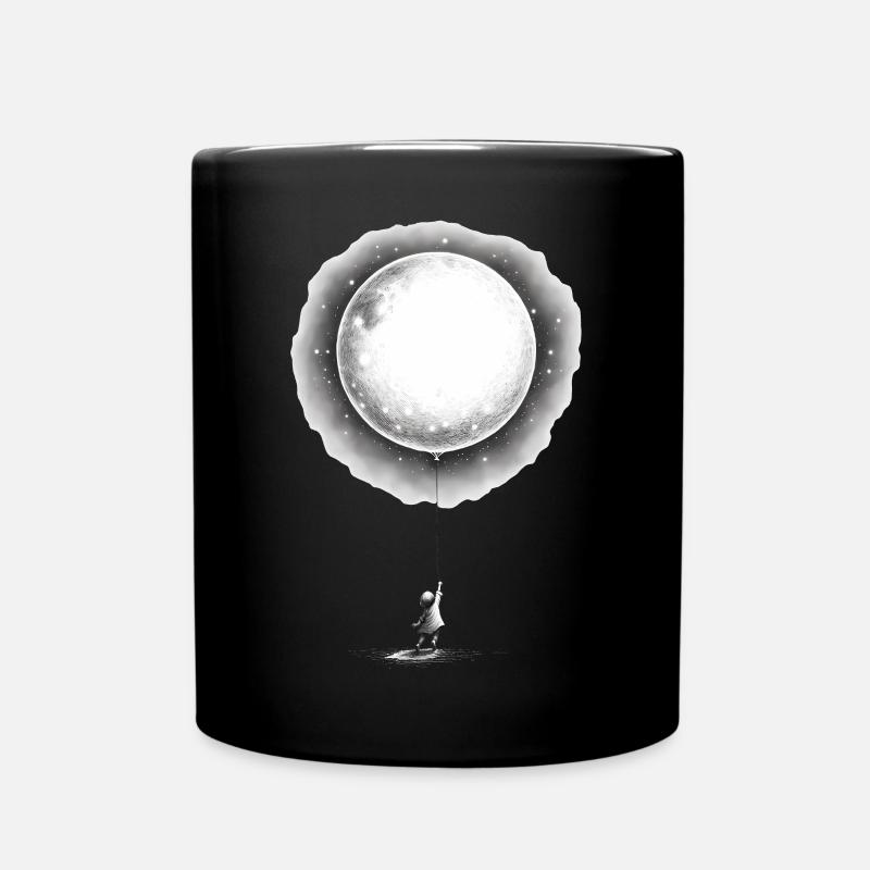 Kind mit Mond Ballon - Tasse einfarbig - Schwarz
