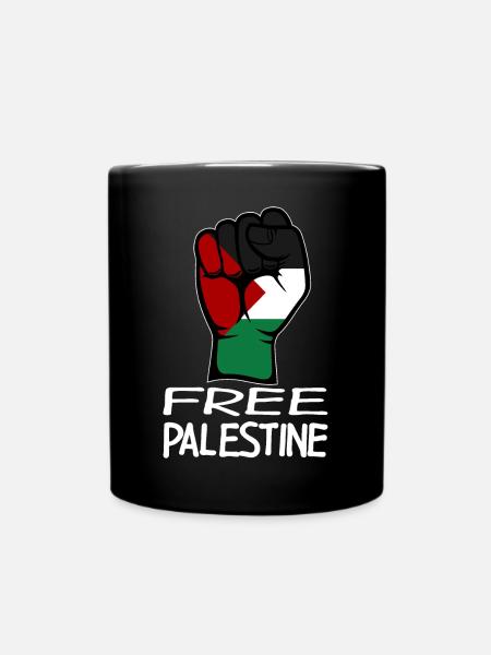 Flag of Palestine free Palestine - Full Colour Mug - black