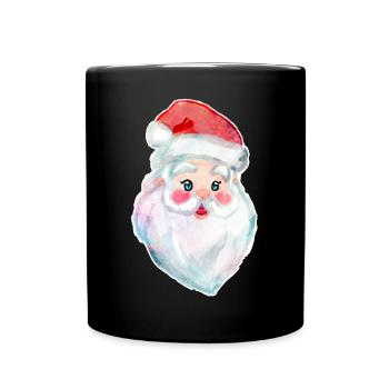 Kawaii Weihnachtsmann - Tasse einfarbig - Schwarz - Vorne