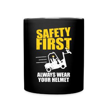 Conducteur de chariot élévateur Drôle La sécurité d’abord vous porte toujours - Mug uni - noir - Devant