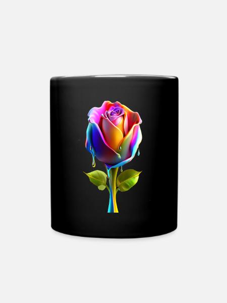 Une rose avec des couleurs dégradées audacieuses 3D - Mug uni - noir