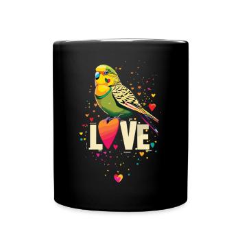 L’amour des perruches : un cœur pour les perruches - Mug uni - noir - Devant