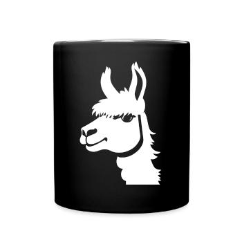 Lustige Lama Silhouette Freche lustige Lamas - Tasse einfarbig - Schwarz - Vorne