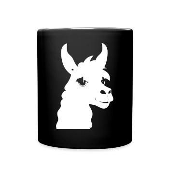 Lustige Lama Silhouette Freche lustige Lamas - Tasse einfarbig - Schwarz - Vorne