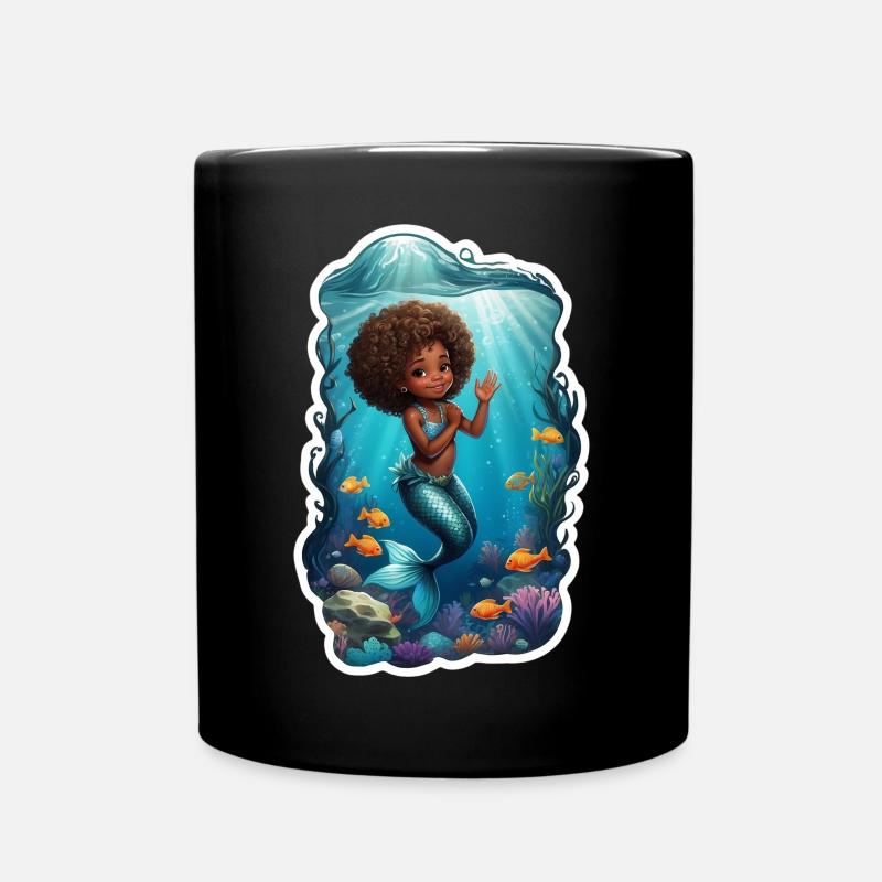 Sirène de conte de fées aux cheveux bouclés - Mug uni - noir