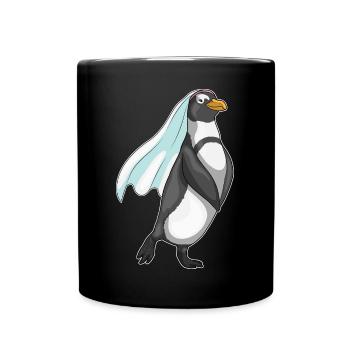 Pinguin Braut Schleier Hochzeit - Tasse einfarbig - Schwarz - Vorne