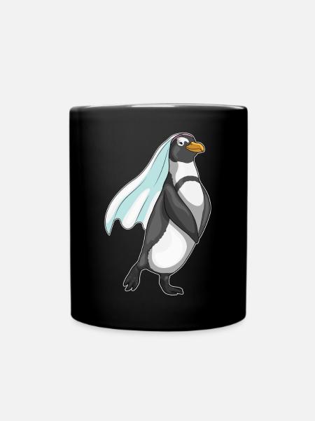 Pinguin Braut Schleier Hochzeit - Tasse einfarbig - Schwarz