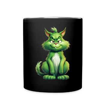 Katze Weihnachten Weihnachtselfe Geschenke Mütze - Tasse einfarbig - Schwarz - Vorne