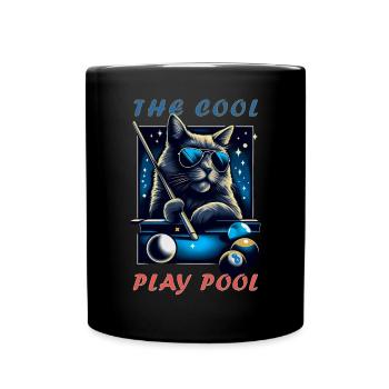 Cooles Billard, das Kätzchen-Katze spielt, Vintage & Retro - Tasse einfarbig - Schwarz - Vorne