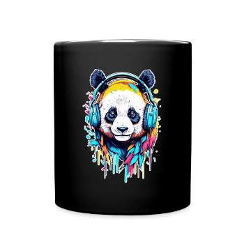 Panda - Tasse einfarbig - Schwarz - Vorne