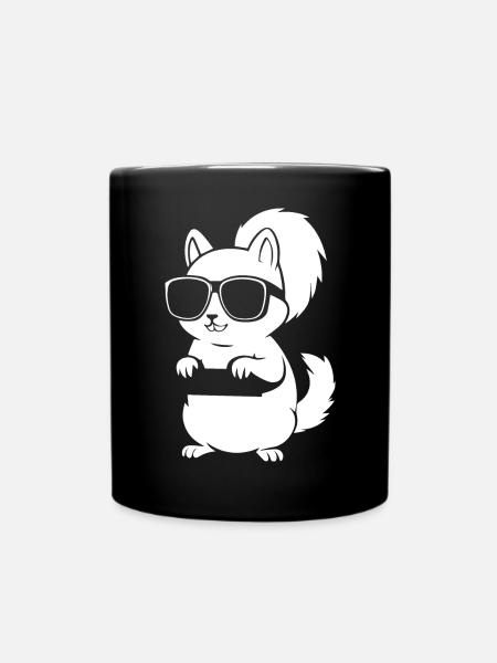 Lustiges Eichhörnchen mit Sonnenbrille Eichhörnchen - Tasse einfarbig - Schwarz