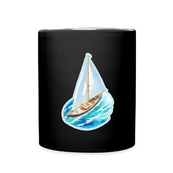 Segelschiff - Tasse einfarbig - Schwarz - Vorne