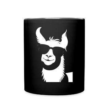 Funny Alpaca Wearing Sunglasses Cool Alpacas - Full Colour Mug - black - Front