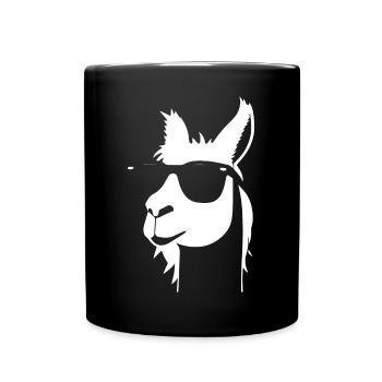Funny Alpaca Wearing Sunglasses Cool Alpacas - Full Colour Mug - black - Front