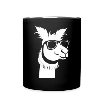 Funny Alpaca Wearing Sunglasses Cool Alpacas - Full Colour Mug - black - Front