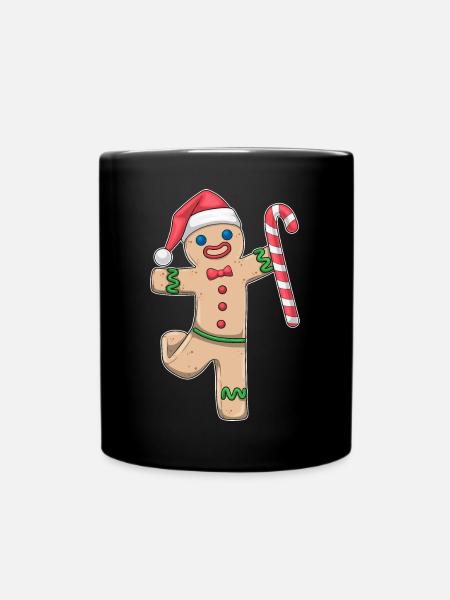 Lebkuchenmann Weihnachten Zuckerstange - Tasse einfarbig - Schwarz
