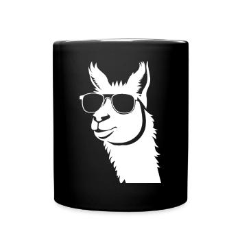 Drôle d’alpaga portant des lunettes de soleil cool alpagas - Mug uni - noir - Devant