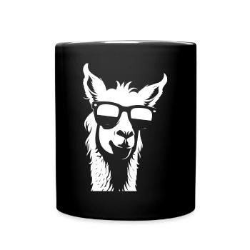 Funny Llama Wearing Sunglasses Cool Llamas - Full Colour Mug - black - Front