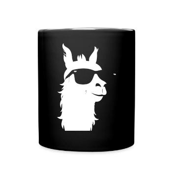 Lama drôle portant des lunettes de soleil Lamas cool - Mug uni - noir - Devant