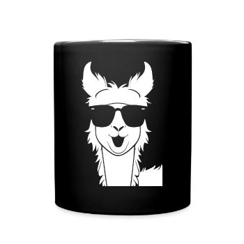 Lustiges Lama mit Sonnenbrille Coole Lamas - Tasse einfarbig - Schwarz - Vorne