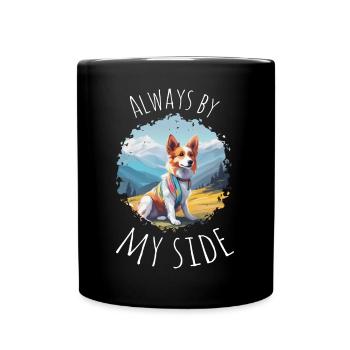 Hund nach Wanderung am Berggipfel - Tasse einfarbig - Schwarz - Vorne
