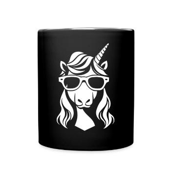 Funny Unicorns Wearing Sunglasses Cool Unicorn - Full Colour Mug - black - Front