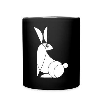 Funny White Rabbit - Full Colour Mug - black - Front