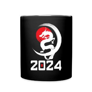 Drache 2024 Chinesisches Neujahr Jahr des Drachen - Tasse einfarbig - Schwarz - Vorne