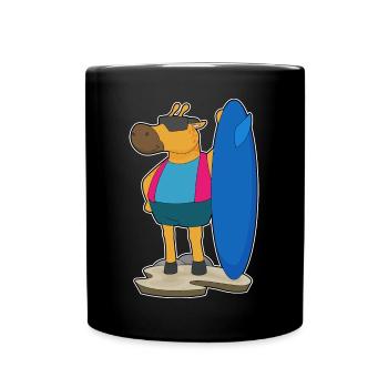 Giraffe Surfing Surfboard Summer - Full Colour Mug - black - Front