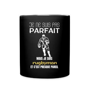 Rugby player I'm not perfect - Full Colour Mug - black - Front