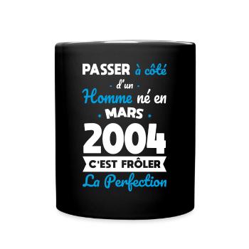 Anniversaire 20 ans - Né en Mars 2004 - Mug uni - noir - Devant
