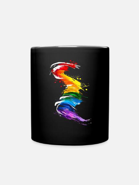 Abstraktes Regenbogen Pride Tornado Design - Lebendig - Tasse einfarbig - Schwarz