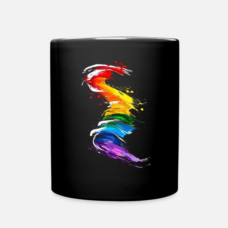 Abstraktes Regenbogen Pride Tornado Design - Lebendig - Tasse einfarbig - Schwarz