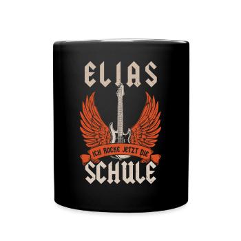 Schulkind Elias Ich Rocke Jetzt Die Einschulung - Tasse einfarbig - Schwarz - Vorne