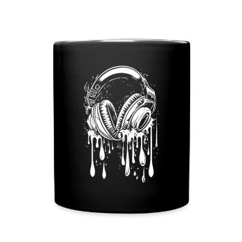 Headphones with drops - Full Colour Mug - black - Front