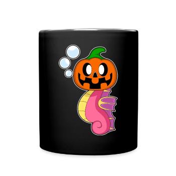 Hippocampe Halloween citrouille - Mug uni - noir - Devant
